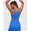 imageCRZ YOGA Butterluxe Racerback High Neck Longline Sports Bras for Women  Padded Workout Crop Tank Tops with Built in PadsSparkle Blue