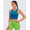 imageCRZ YOGA Butterluxe Racerback High Neck Longline Sports Bras for Women  Padded Workout Crop Tank Tops with Built in PadsSupersonic Blue
