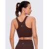 imageCRZ YOGA Butterluxe Racerback High Neck Longline Sports Bras for Women  Padded Workout Crop Tank Tops with Built in PadsTaupe