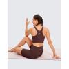 imageCRZ YOGA Butterluxe Racerback High Neck Longline Sports Bras for Women  Padded Workout Crop Tank Tops with Built in PadsTaupe