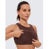 imageCRZ YOGA Butterluxe Racerback High Neck Longline Sports Bras for Women  Padded Workout Crop Tank Tops with Built in PadsTaupe