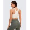 imageCRZ YOGA Butterluxe Racerback High Neck Longline Sports Bras for Women  Padded Workout Crop Tank Tops with Built in PadsWhite Apricot