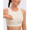 imageCRZ YOGA Butterluxe Racerback High Neck Longline Sports Bras for Women  Padded Workout Crop Tank Tops with Built in PadsWhite Apricot