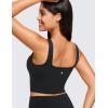 imageCRZ YOGA Butterluxe Womens Square Neck Longline Sports Bra  Workout Crop Tank Tops Padded Yoga Camisole with Built in PadsBlack
