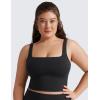 imageCRZ YOGA Butterluxe Womens Square Neck Longline Sports Bra  Workout Crop Tank Tops Padded Yoga Camisole with Built in PadsBlack