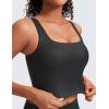 imageCRZ YOGA Butterluxe Womens Square Neck Longline Sports Bra  Workout Crop Tank Tops Padded Yoga Camisole with Built in PadsBlack Foil Pattern