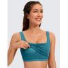 imageCRZ YOGA Butterluxe Womens Square Neck Longline Sports Bra  Workout Crop Tank Tops Padded Yoga Camisole with Built in PadsBorealis Green