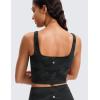 imageCRZ YOGA Butterluxe Womens Square Neck Longline Sports Bra  Workout Crop Tank Tops Padded Yoga Camisole with Built in PadsDark Grey Camouflage 2