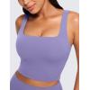 imageCRZ YOGA Butterluxe Womens Square Neck Longline Sports Bra  Workout Crop Tank Tops Padded Yoga Camisole with Built in PadsDark Lavender Purple