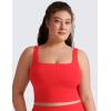 imageCRZ YOGA Butterluxe Womens Square Neck Longline Sports Bra  Workout Crop Tank Tops Padded Yoga Camisole with Built in PadsDeep Red