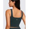 imageCRZ YOGA Butterluxe Womens Square Neck Longline Sports Bra  Workout Crop Tank Tops Padded Yoga Camisole with Built in PadsForest Dark Green