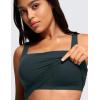 imageCRZ YOGA Butterluxe Womens Square Neck Longline Sports Bra  Workout Crop Tank Tops Padded Yoga Camisole with Built in PadsForest Dark Green