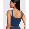 imageCRZ YOGA Butterluxe Womens Square Neck Longline Sports Bra  Workout Crop Tank Tops Padded Yoga Camisole with Built in PadsFrench Navy