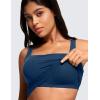 imageCRZ YOGA Butterluxe Womens Square Neck Longline Sports Bra  Workout Crop Tank Tops Padded Yoga Camisole with Built in PadsFrench Navy