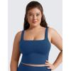 imageCRZ YOGA Butterluxe Womens Square Neck Longline Sports Bra  Workout Crop Tank Tops Padded Yoga Camisole with Built in PadsFrench Navy