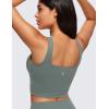 imageCRZ YOGA Butterluxe Womens Square Neck Longline Sports Bra  Workout Crop Tank Tops Padded Yoga Camisole with Built in PadsGrey Sage