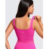 imageCRZ YOGA Butterluxe Womens Square Neck Longline Sports Bra  Workout Crop Tank Tops Padded Yoga Camisole with Built in PadsHibiscus Purple