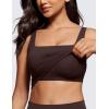 imageCRZ YOGA Butterluxe Womens Square Neck Longline Sports Bra  Workout Crop Tank Tops Padded Yoga Camisole with Built in PadsHot Fudge Brown