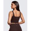 imageCRZ YOGA Butterluxe Womens Square Neck Longline Sports Bra  Workout Crop Tank Tops Padded Yoga Camisole with Built in PadsHot Fudge Brown