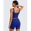 imageCRZ YOGA Butterluxe Womens Square Neck Longline Sports Bra  Workout Crop Tank Tops Padded Yoga Camisole with Built in PadsLarkspur Blue