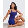 imageCRZ YOGA Butterluxe Womens Square Neck Longline Sports Bra  Workout Crop Tank Tops Padded Yoga Camisole with Built in PadsLarkspur Blue