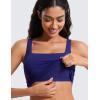 imageCRZ YOGA Butterluxe Womens Square Neck Longline Sports Bra  Workout Crop Tank Tops Padded Yoga Camisole with Built in PadsLarkspur Blue