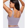 imageCRZ YOGA Butterluxe Womens Square Neck Longline Sports Bra  Workout Crop Tank Tops Padded Yoga Camisole with Built in PadsLavender Mist