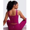 imageCRZ YOGA Butterluxe Womens Square Neck Longline Sports Bra  Workout Crop Tank Tops Padded Yoga Camisole with Built in PadsMagenta Purple