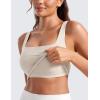 imageCRZ YOGA Butterluxe Womens Square Neck Longline Sports Bra  Workout Crop Tank Tops Padded Yoga Camisole with Built in PadsMojave Tan