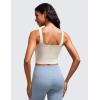 imageCRZ YOGA Butterluxe Womens Square Neck Longline Sports Bra  Workout Crop Tank Tops Padded Yoga Camisole with Built in PadsMojave Tan