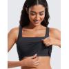 imageCRZ YOGA Butterluxe Womens Square Neck Longline Sports Bra  Workout Crop Tank Tops Padded Yoga Camisole with Built in PadsMysterious Grey