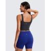 imageCRZ YOGA Butterluxe Womens Square Neck Longline Sports Bra  Workout Crop Tank Tops Padded Yoga Camisole with Built in PadsMysterious Grey