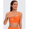 imageCRZ YOGA Butterluxe Womens Square Neck Longline Sports Bra  Workout Crop Tank Tops Padded Yoga Camisole with Built in PadsNeon Orange