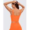 imageCRZ YOGA Butterluxe Womens Square Neck Longline Sports Bra  Workout Crop Tank Tops Padded Yoga Camisole with Built in PadsNeon Orange