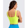 imageCRZ YOGA Butterluxe Womens Square Neck Longline Sports Bra  Workout Crop Tank Tops Padded Yoga Camisole with Built in PadsNeon Yellow