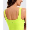 imageCRZ YOGA Butterluxe Womens Square Neck Longline Sports Bra  Workout Crop Tank Tops Padded Yoga Camisole with Built in PadsNeon Yellow
