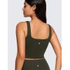 imageCRZ YOGA Butterluxe Womens Square Neck Longline Sports Bra  Workout Crop Tank Tops Padded Yoga Camisole with Built in PadsOlive Green