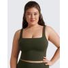 imageCRZ YOGA Butterluxe Womens Square Neck Longline Sports Bra  Workout Crop Tank Tops Padded Yoga Camisole with Built in PadsOlive Green
