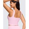 imageCRZ YOGA Butterluxe Womens Square Neck Longline Sports Bra  Workout Crop Tank Tops Padded Yoga Camisole with Built in PadsPink Peony