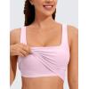 imageCRZ YOGA Butterluxe Womens Square Neck Longline Sports Bra  Workout Crop Tank Tops Padded Yoga Camisole with Built in PadsPink Peony