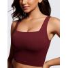 imageCRZ YOGA Butterluxe Womens Square Neck Longline Sports Bra  Workout Crop Tank Tops Padded Yoga Camisole with Built in PadsRed Merlot