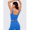 imageCRZ YOGA Butterluxe Womens Square Neck Longline Sports Bra  Workout Crop Tank Tops Padded Yoga Camisole with Built in PadsSparkle Blue