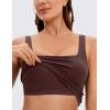 imageCRZ YOGA Butterluxe Womens Square Neck Longline Sports Bra  Workout Crop Tank Tops Padded Yoga Camisole with Built in PadsTaupe
