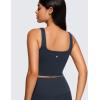 imageCRZ YOGA Butterluxe Womens Square Neck Longline Sports Bra  Workout Crop Tank Tops Padded Yoga Camisole with Built in PadsTrue Navy