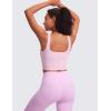 imageCRZ YOGA Butterluxe Womens Square Neck Longline Sports Bra  Workout Crop Tank Tops Padded Yoga Camisole with Built in PadsVita Pink
