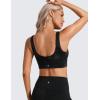 imageCRZ YOGA Butterluxe Womens U Back Sports Bra  Scoop Neck Padded Low Impact Yoga Clothes Workout Crop Top with Built in PadsBlack Tie Dye Flowers