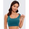 imageCRZ YOGA Butterluxe Womens U Back Sports Bra  Scoop Neck Padded Low Impact Yoga Clothes Workout Crop Top with Built in PadsBorealis Green
