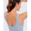 imageCRZ YOGA Butterluxe Womens U Back Sports Bra  Scoop Neck Padded Low Impact Yoga Clothes Workout Crop Top with Built in PadsCambric Blue