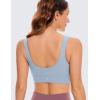 imageCRZ YOGA Butterluxe Womens U Back Sports Bra  Scoop Neck Padded Low Impact Yoga Clothes Workout Crop Top with Built in PadsCambric Blue