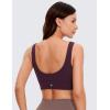 imageCRZ YOGA Butterluxe Womens U Back Sports Bra  Scoop Neck Padded Low Impact Yoga Clothes Workout Crop Top with Built in PadsDeep Purple